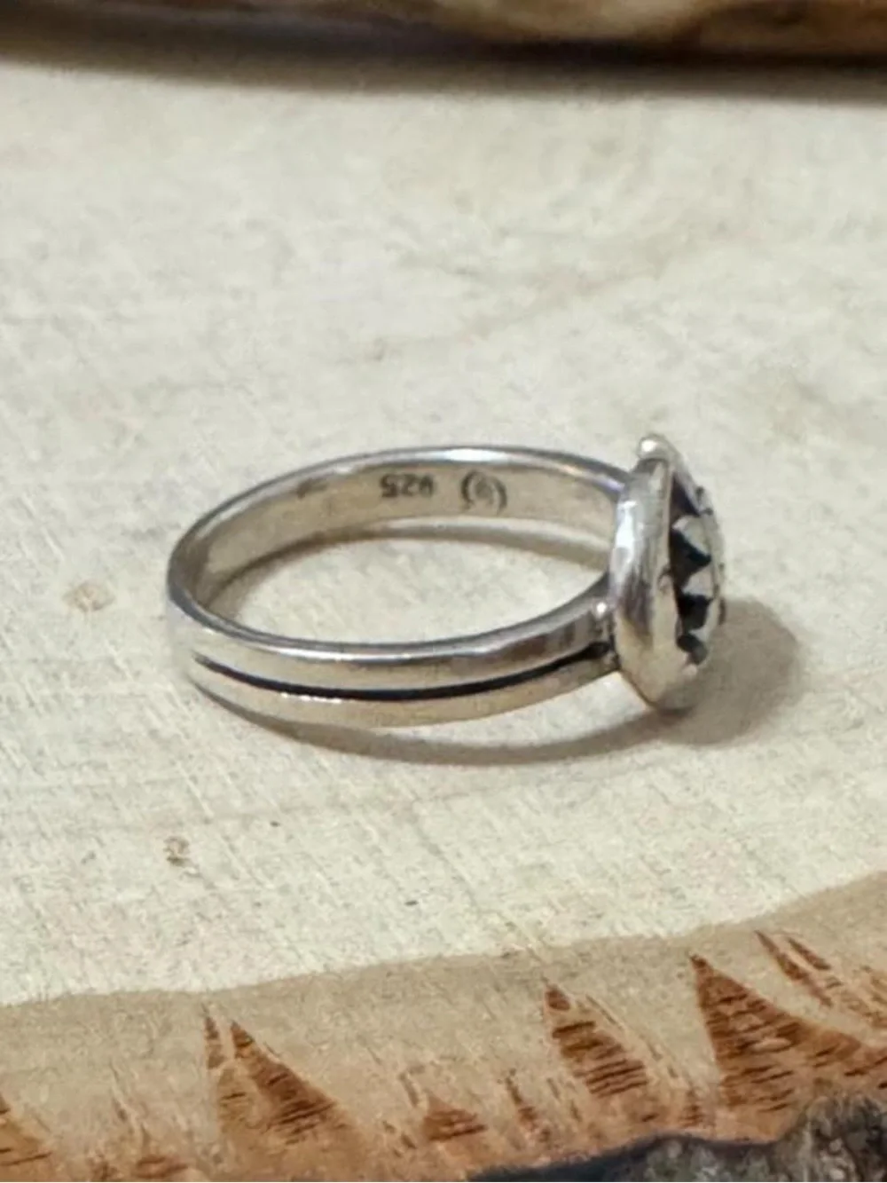 925 Sterling Silver Celestial Sun and Crescent Moon Ring Size 7.25